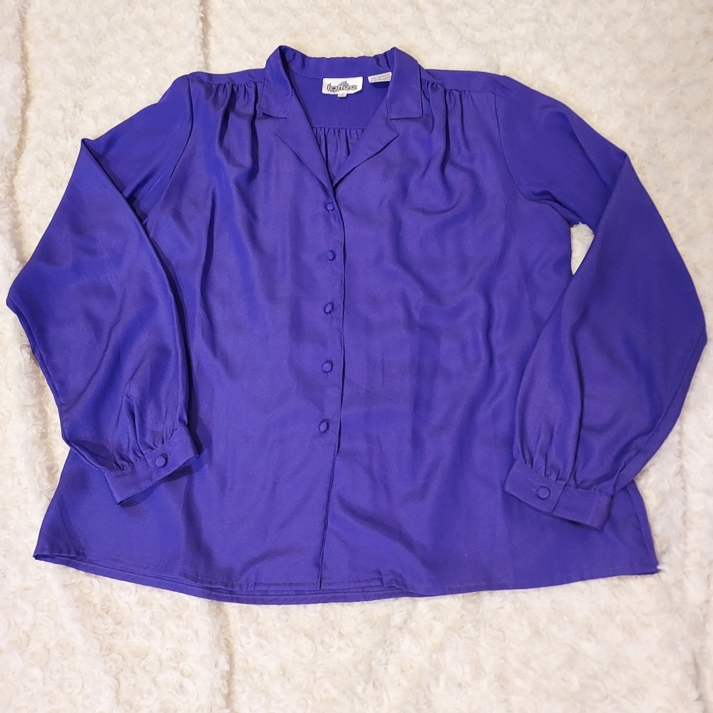 Vintage Toffee Purple Silky Blouse Jewel Tone Quiet Luxury Flowy Royalty Career